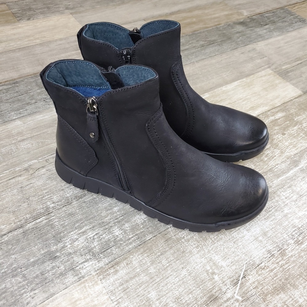 Eric Michael Erie Boots Womens Sz 6.5 - 7 EU 37 Black Leather Side Zip‎ NEW NWOB